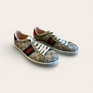 Gucci GG Supreme Canvas Sneakers w/ Web Stripe